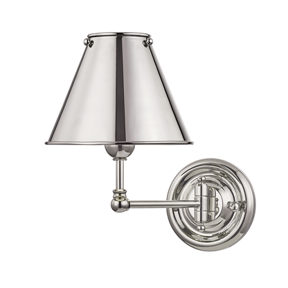 Hudson Valley Lighting Classic No.1 Wall Sconce in Polished Nickel MDS101-PN-MS