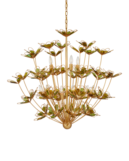 Currey & Co Midsummer Chandelier in Contemporary Gold Leaf/Contemporary Gold/Green 9000-1199