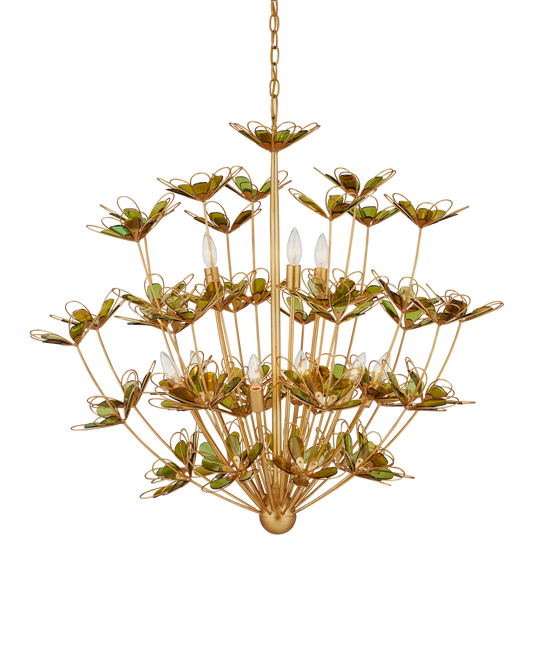 Currey & Co Midsummer Chandelier in Contemporary Gold Leaf/Contemporary Gold/Green 9000-1199