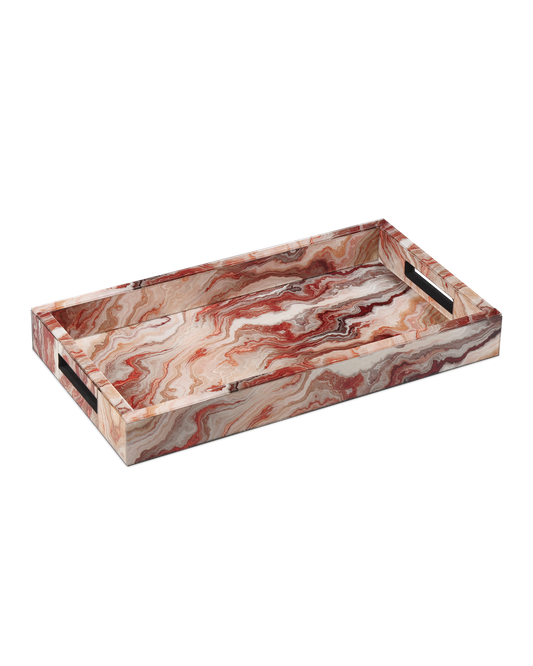 Currey & Co Interstellar Tray in Red Swirl 1200-0857