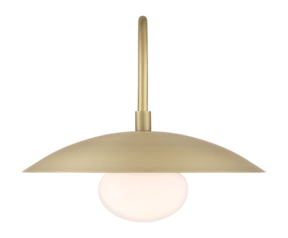 Lumanity Lighting Declan Modern Disc Satin Brass 12" Wall Sconce Light in Plated Classic Satin Brass, Off White Enamel  L050-0005