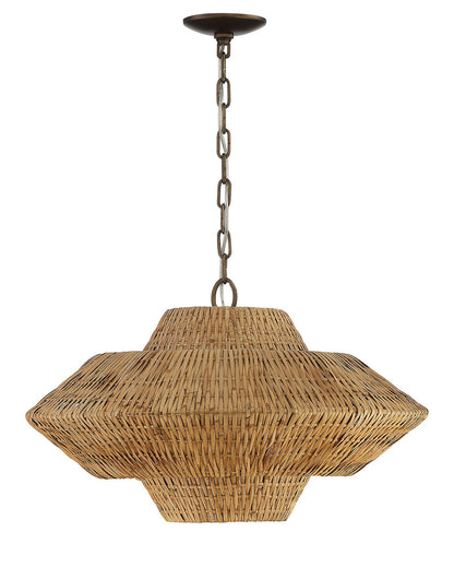 Lumanity Lighting Luca Single-Light Rattan 3-Tier Chandelier in Hand Painted Bronze  L090-0006