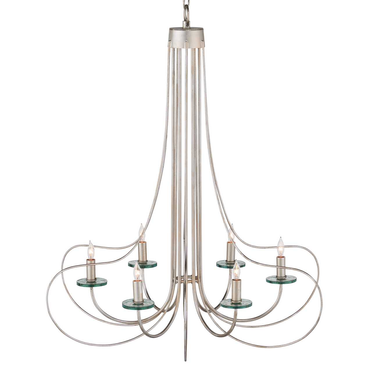 Currey & Co. Harrow 30.75" Recycled Glass 6-Light Chandelier 9000-1137