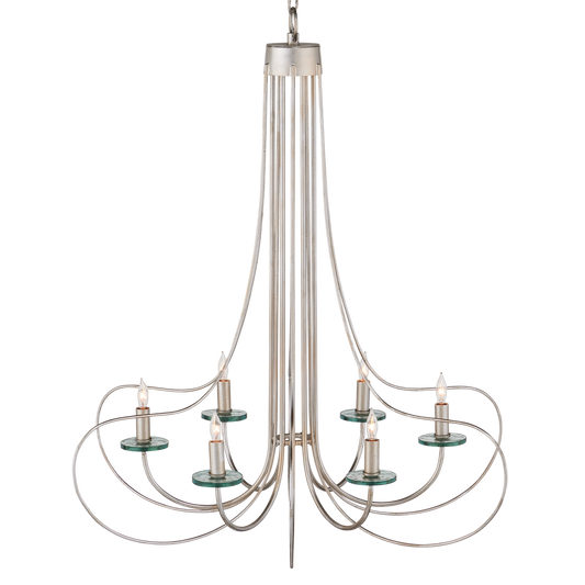 Currey & Co. Harrow 30.75" Recycled Glass 6-Light Chandelier 9000-1137