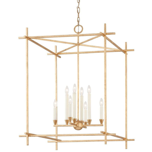 House of Troy 8 Light Huck Lantern in Vintage Gold Leaf F1099-VGL