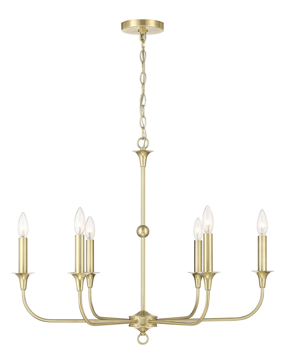 Lumanity Lighting Charlotte 6-Arm Candle-Style Chandelier in Classic Satin Brass  L098-0003