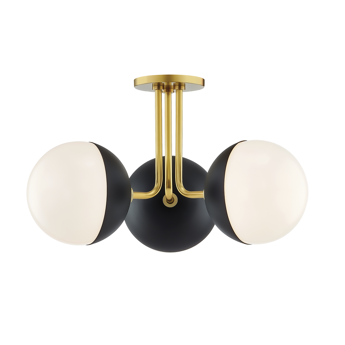 Mitzi 3 Light Semi Flush in Aged Brass/Black H344603-AGB/BK