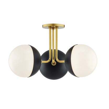 Mitzi 3 Light Semi Flush in Aged Brass/Black H344603-AGB/BK