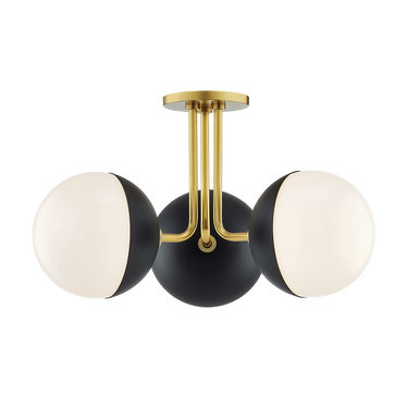 Mitzi 3 Light Semi Flush in Aged Brass/Black H344603-AGB/BK