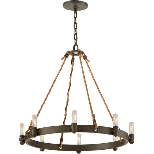 Troy Lighting 8 Light Pike Place Chandelier in Shipyard Bronze F3125