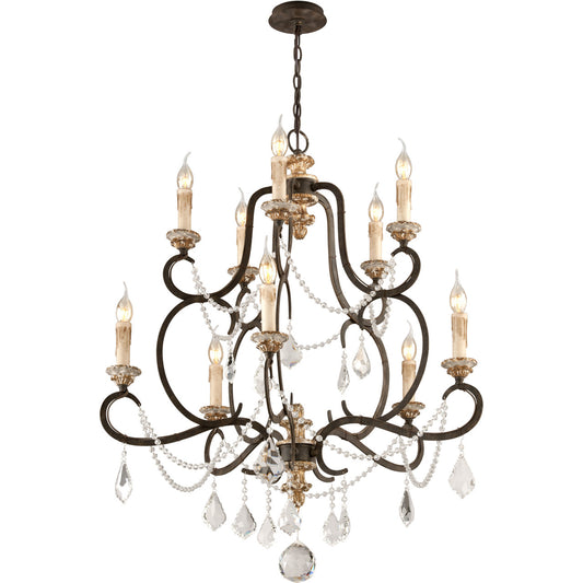 Troy Lighting 10 Light Bordeaux Chandelier in Parisian Bronze F3516