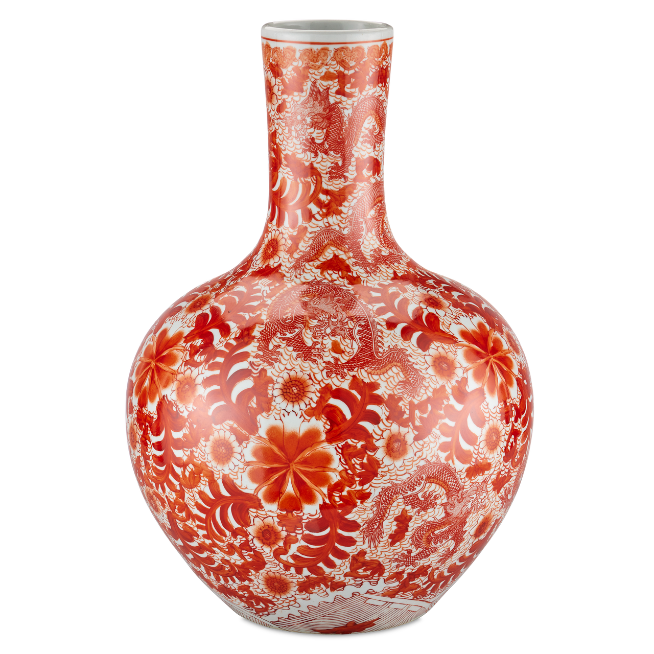 Currey & Co. 20.75" Biarritz Coral Fern Long Neck Vase 1200-0845