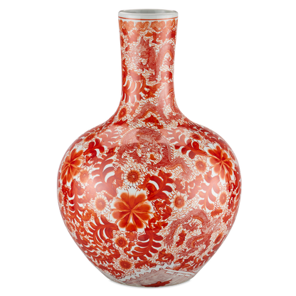 Currey & Co. 20.75" Biarritz Coral Fern Long Neck Vase 1200-0845