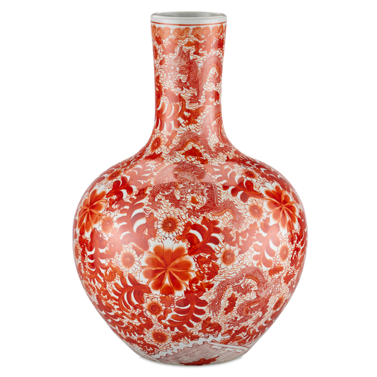 Currey & Co. 20.75" Biarritz Coral Fern Long Neck Vase 1200-0845