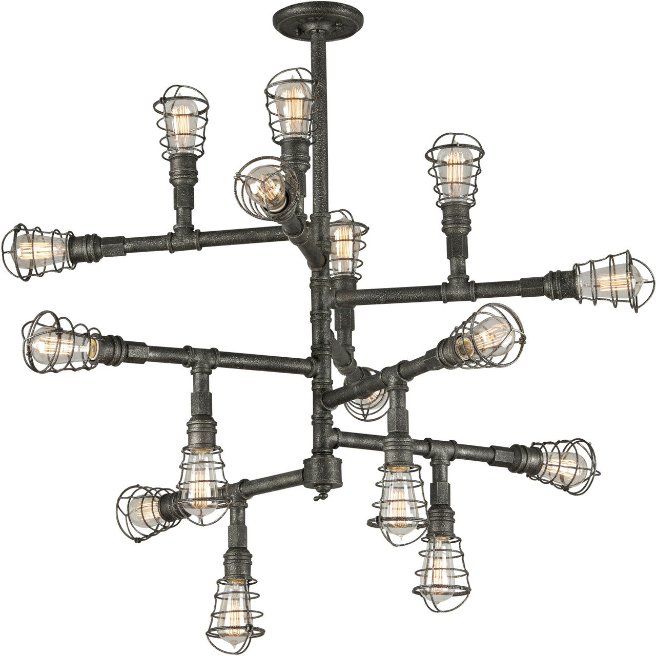 Troy Lighting 16 Light Conduit Chandelier in Old Silver F3818