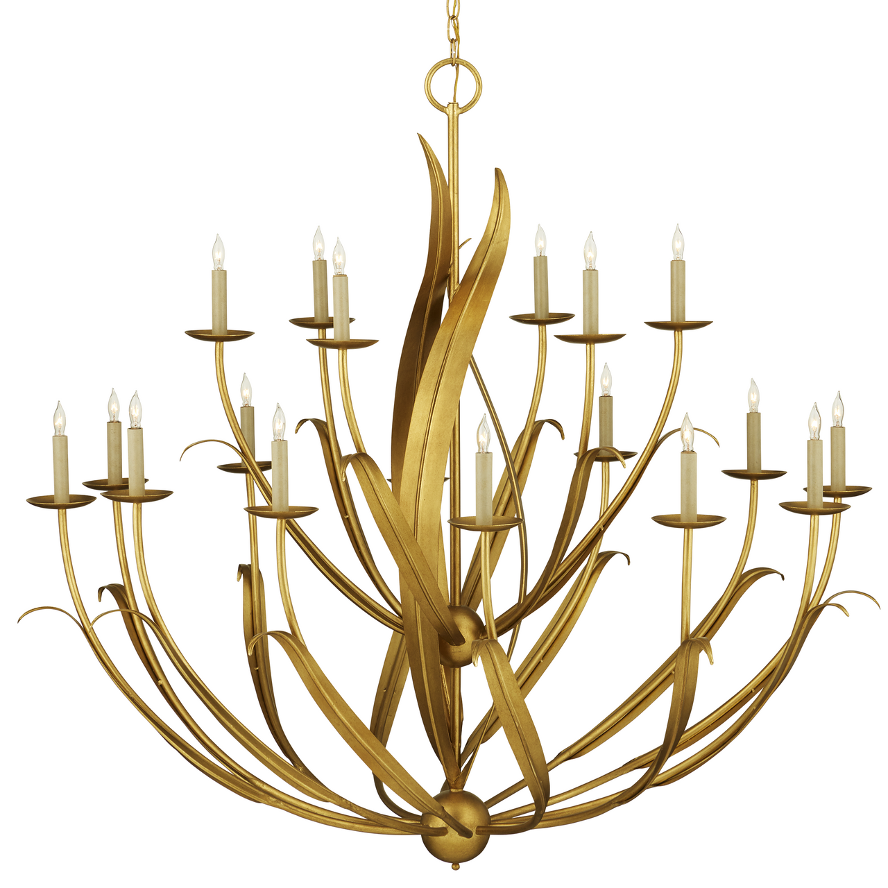 Currey & Co. Menefee 49" Large Gold 18-Light Chandelier 9000-1107