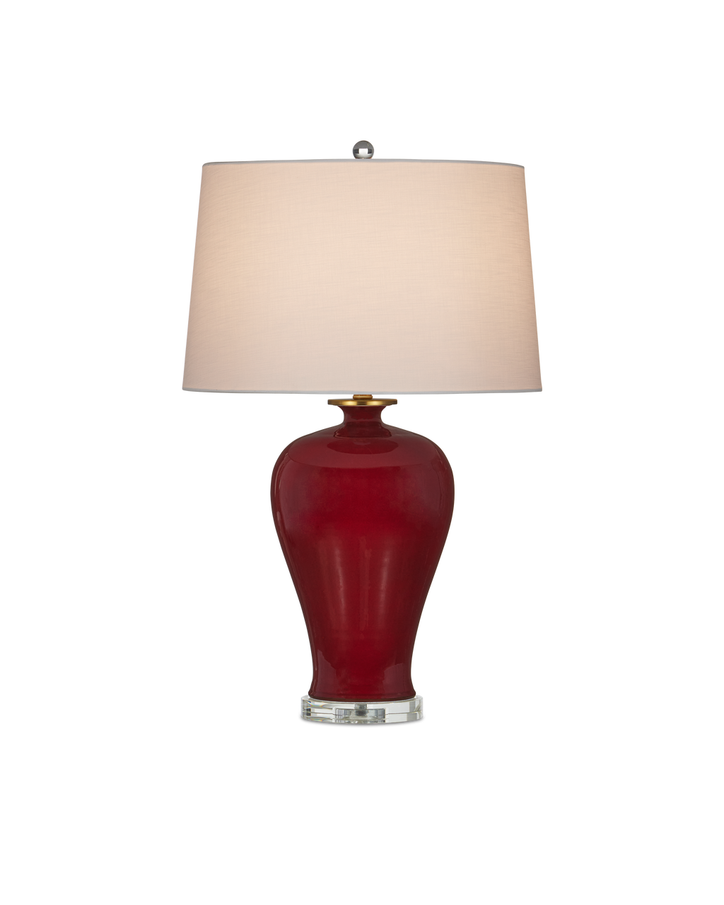 Currey & Co Imperial Red Table Lamp in Imperial Red/Clear/Natural Brass 6000-0932