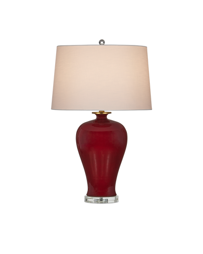 Currey & Co Imperial Red Table Lamp in Imperial Red/Clear/Natural Brass 6000-0932