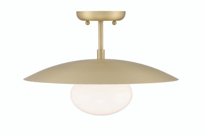 Lumanity Lighting Declan Modern Disc Satin Brass 16" Semi-Flush Mount Ceiling Light in Plated Classic Satin Brass, Off-White Enamel  L090-0042