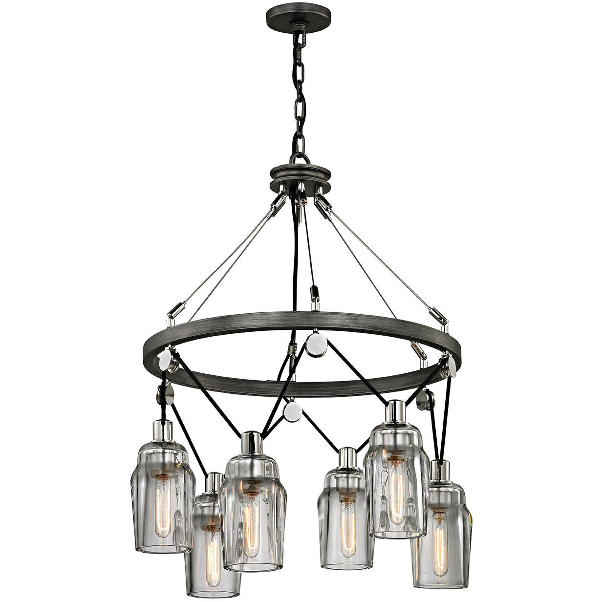 Troy Lighting 6 Light Citizen Chandelier in Graphite And Polished Nickel F5996