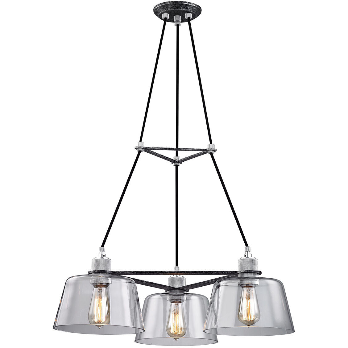 Troy Lighting 3 Light Audiophile Chandelier in Old Silver And Polished Aluminum F6153