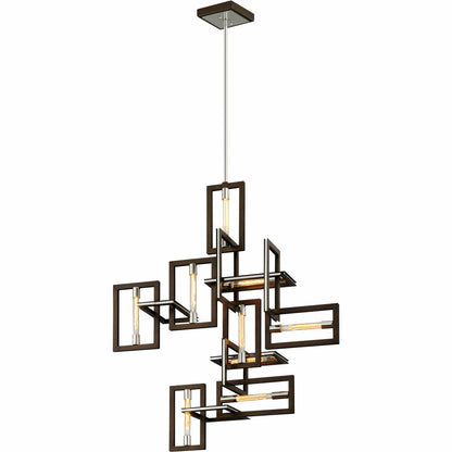 Troy Lighting 9 Light Enigma Chandelier in Bronze With Polished Stainless F6189