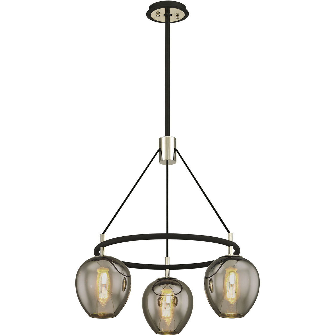 Troy Lighting 3 Light Iliad Chandelier in Textured Black And Polished Nickel F6213-TBK/PN