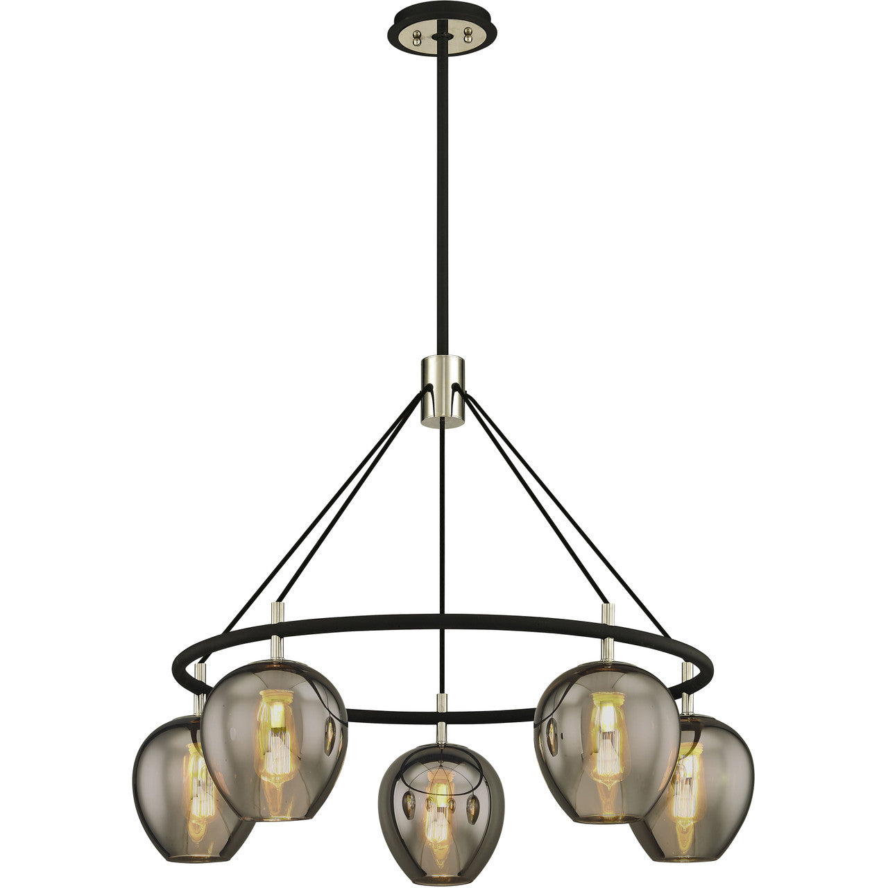 Troy Lighting 5 Light Iliad Chandelier in Carbide Black And Polished Nickel F6215