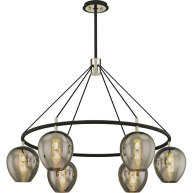 Troy Lighting 6 Light Iliad Chandelier in Carbide Black And Polished Nickel F6216