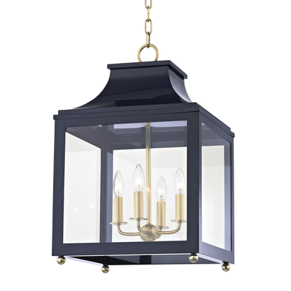 Mitzi 4 Light Lantern in Aged Brass/Navy H259704L-AGB/NVY