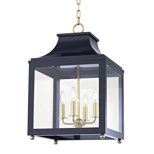 Mitzi 4 Light Lantern in Aged Brass/Navy H259704L-AGB/NVY