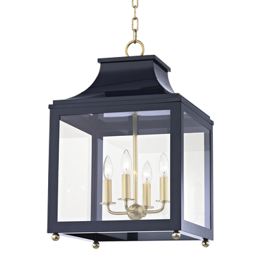 Mitzi 4 Light Lantern in Aged Brass/Navy H259704L-AGB/NVY