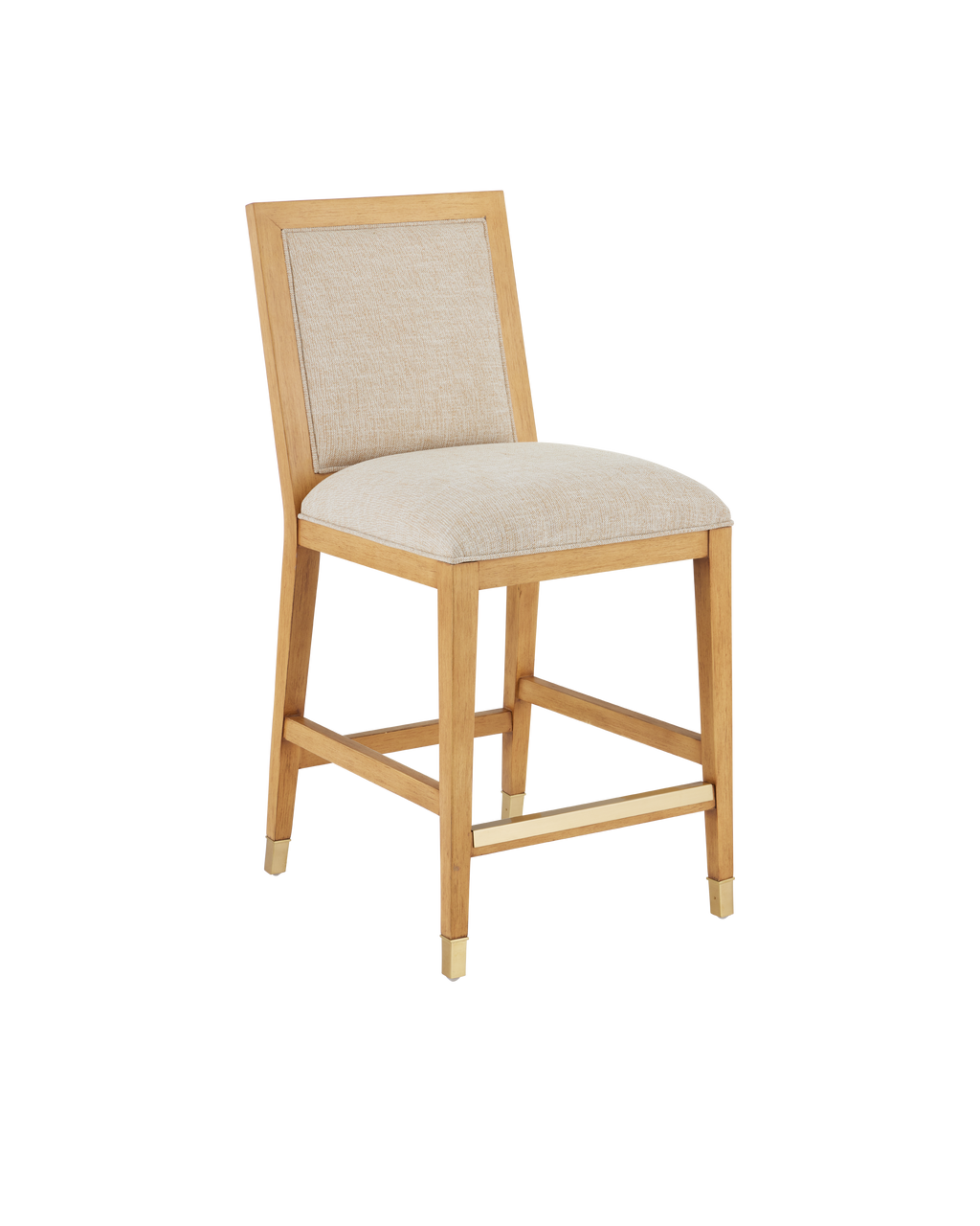 Currey & Co Santos Sea Sand Counter Stool, Liller Malt in Sea Sand/UV Liller Malt/Satin Brass 7000-0892