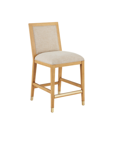 Currey & Co Santos Sea Sand Counter Stool, Liller Malt in Sea Sand/UV Liller Malt/Satin Brass 7000-0892