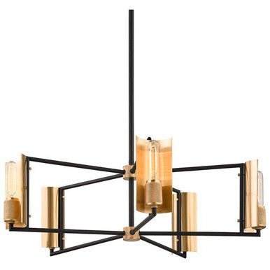 Troy Lighting 5 Light Emerson 5Lt Chandelier in Soft Off Black/Brushed Brass F6785-SBK/BBA