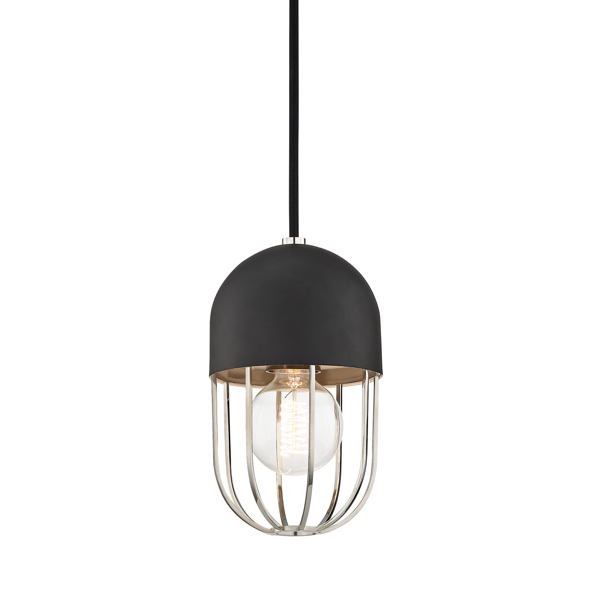 Mitzi 1 Light Pendant in Polished Nickel/Black H145701-PN/BK