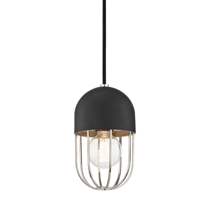 Mitzi 1 Light Pendant in Polished Nickel/Black H145701-PN/BK