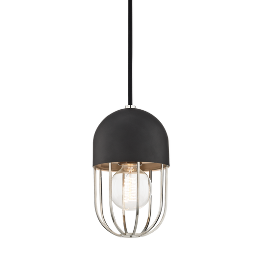 Mitzi 1 Light Pendant in Polished Nickel/Black H145701-PN/BK