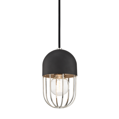 Mitzi 1 Light Pendant in Polished Nickel/Black H145701-PN/BK