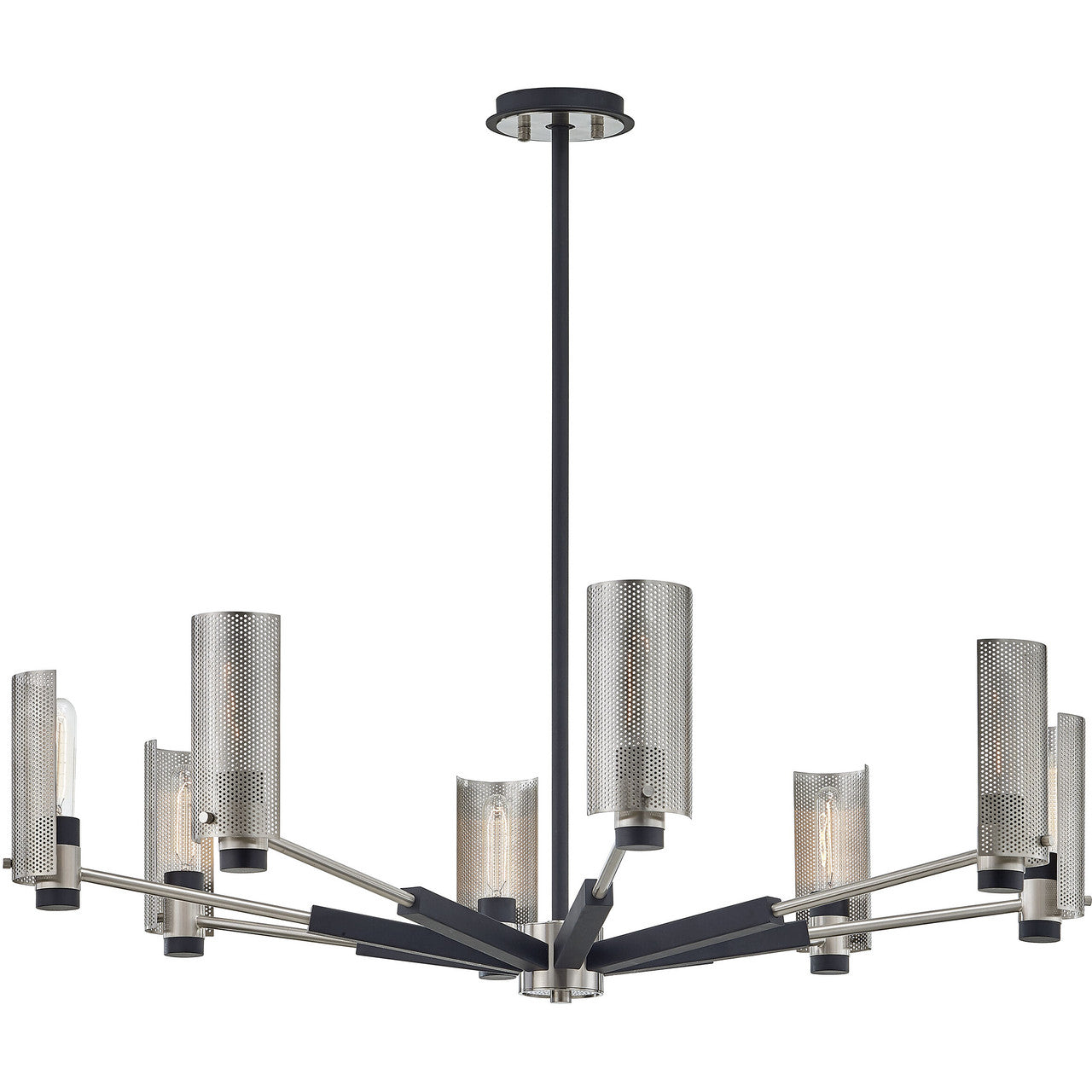 Troy Lighting 8 Light Pilsen Chandelier in Carbide Black With Satin Nickel Accents F7118