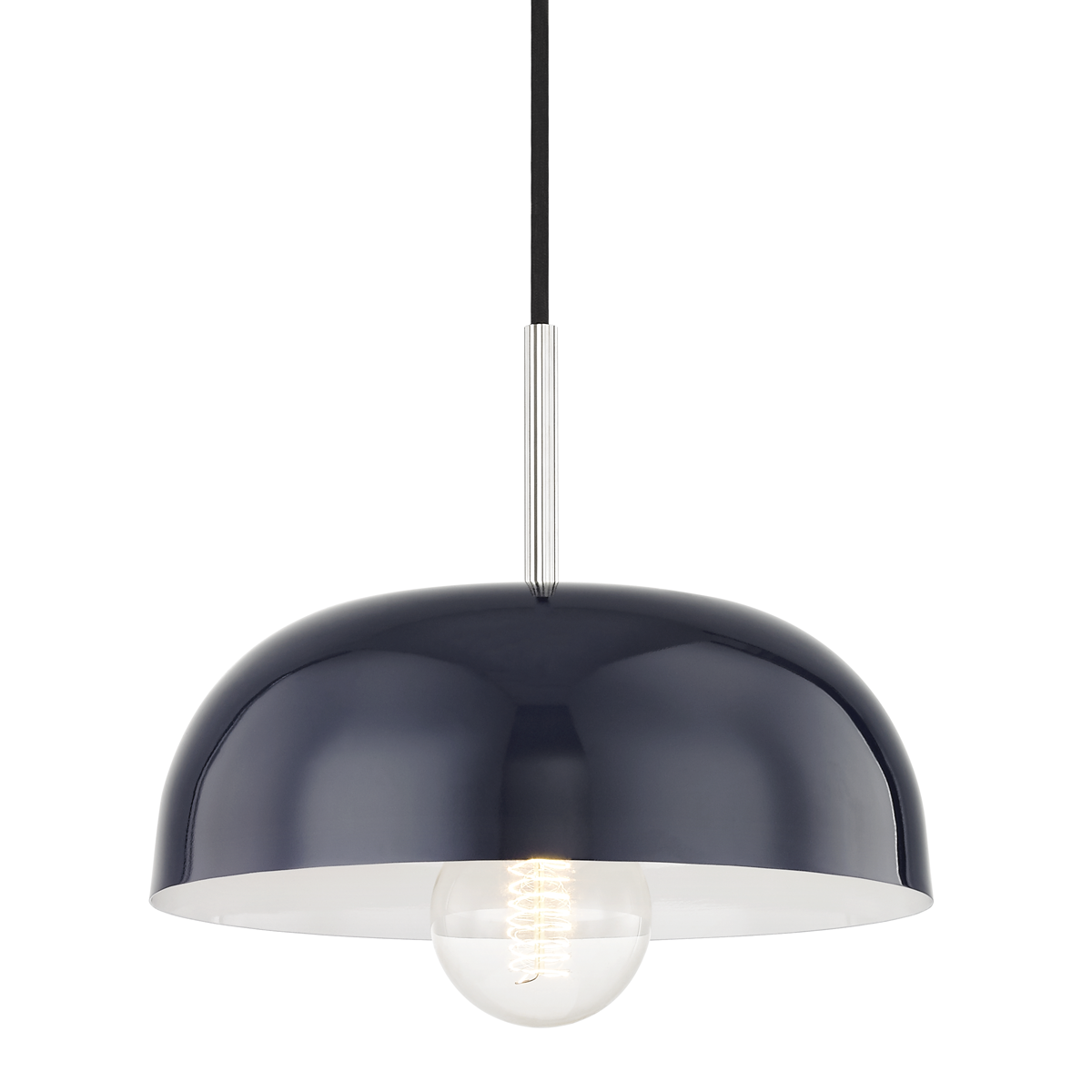 Mitzi 1 Light Pendant in Polished Nickel/Navy H199701S-PN/NVY