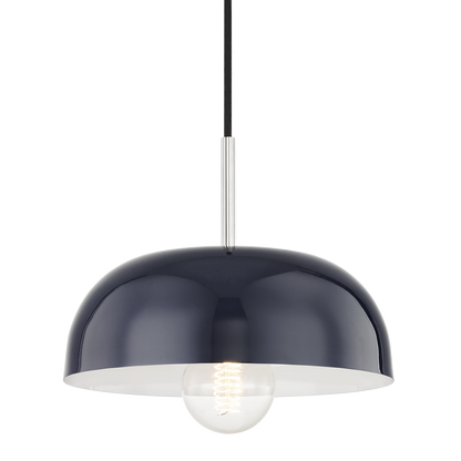 Mitzi 1 Light Pendant in Polished Nickel/Navy H199701S-PN/NVY