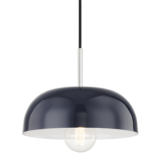 Mitzi 1 Light Pendant in Polished Nickel/Navy H199701S-PN/NVY