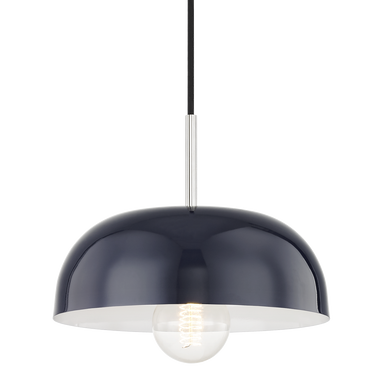 Mitzi 1 Light Pendant in Polished Nickel/Navy H199701S-PN/NVY