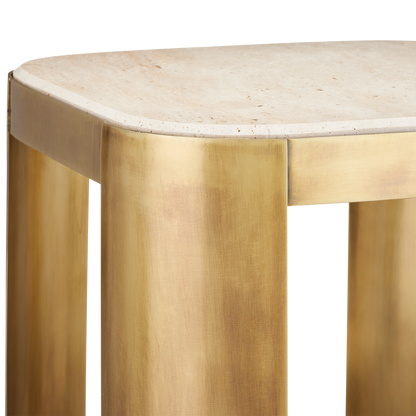 Currey & Co. Sev Travertine Accent Table 4000-0161