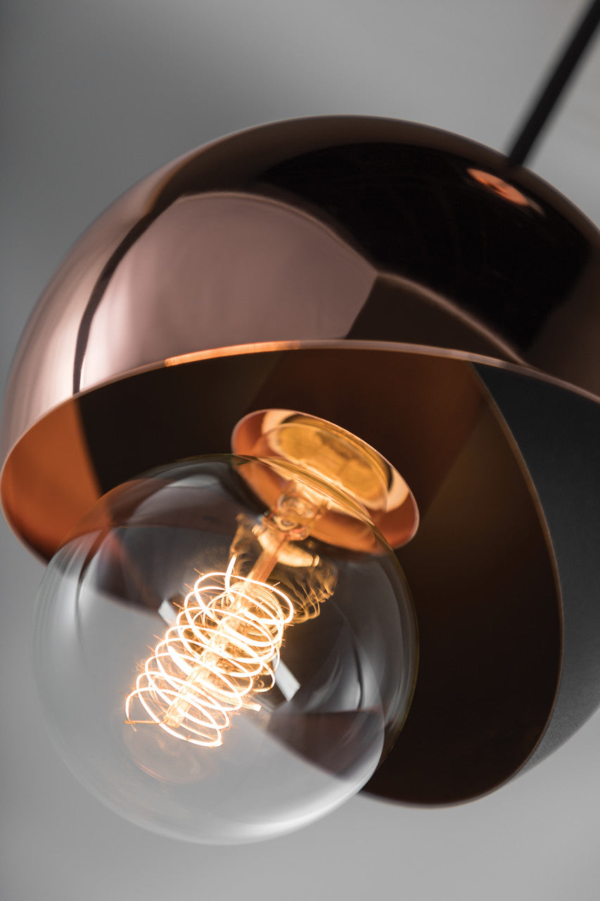 Mitzi 1 Light Pendant in Polished Copper/Black H168701-POC/BK