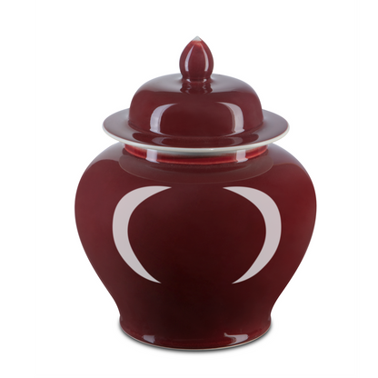 Currey & Co. 9.5" Porcelain Oxblood Small Temple Jar 1200-0684