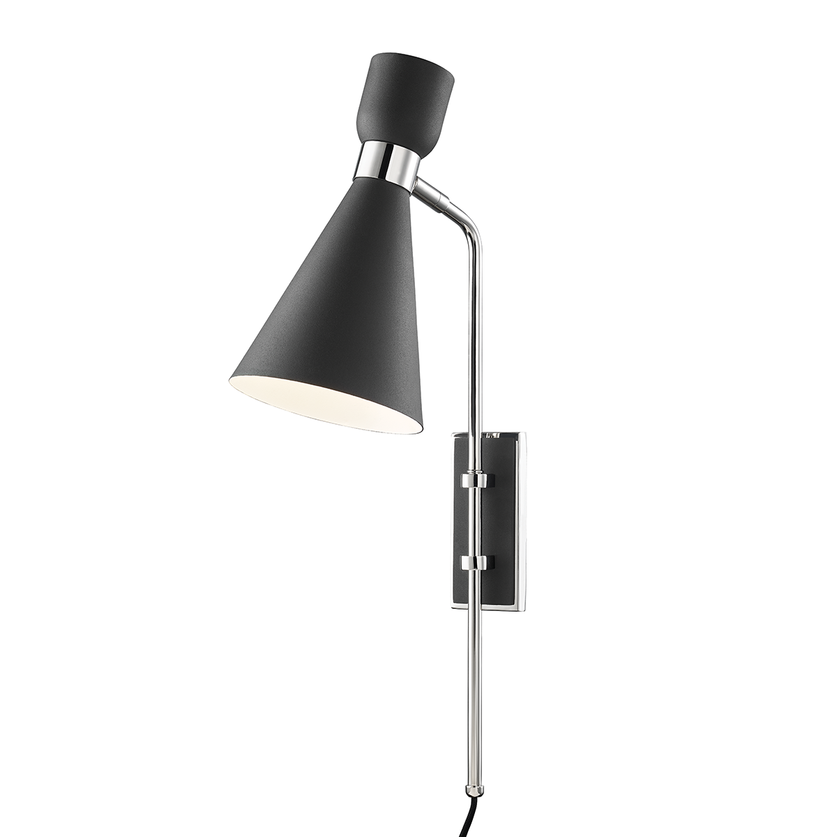 Mitzi 1 Light Plug-in Sconce in Polished Nickel/Black HL295101-PN/BK