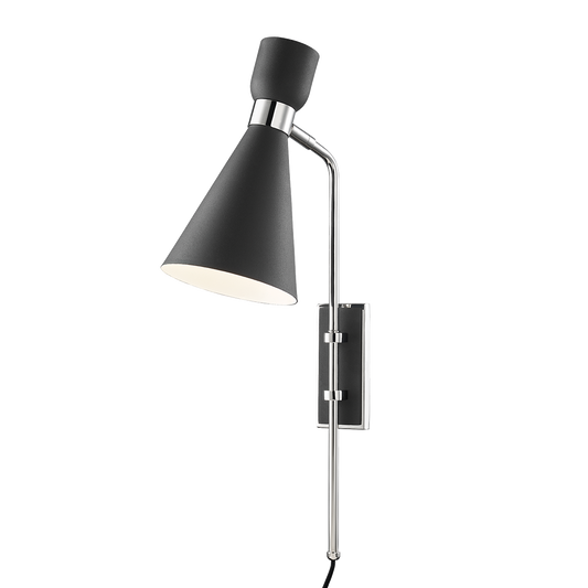 Mitzi 1 Light Plug-in Sconce in Polished Nickel/Black HL295101-PN/BK