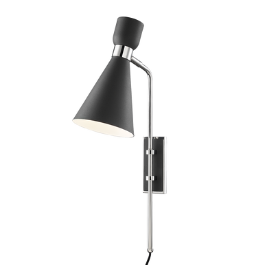 Mitzi 1 Light Plug-in Sconce in Polished Nickel/Black HL295101-PN/BK